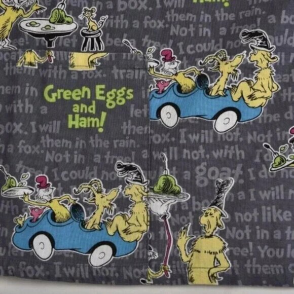 Dr. Seuss Green Eggs and Ham Scrub Top Shirt Gray Size XL - Picture 4 of 11